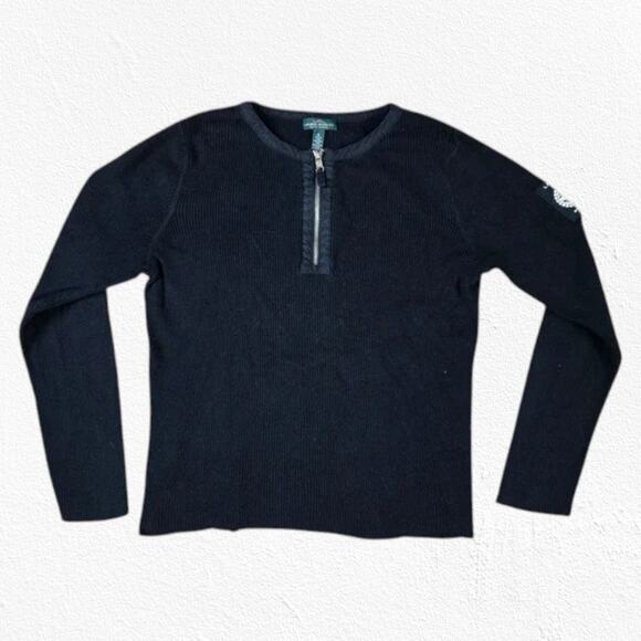 90s Vintage Ralph Lauren Black MCMLXVII Racing Team Half Zip Sweater Size XL - Picture 1 of 8